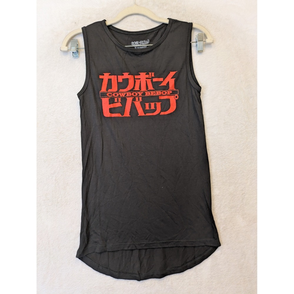 Sunrise Cowboy Bebop Tank Top Women's Small Black Graphic High-Low Anime Tee